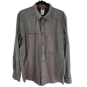 THE NORTH FACE Men's Nylon Stripe Button-Up Shirt grey medium
